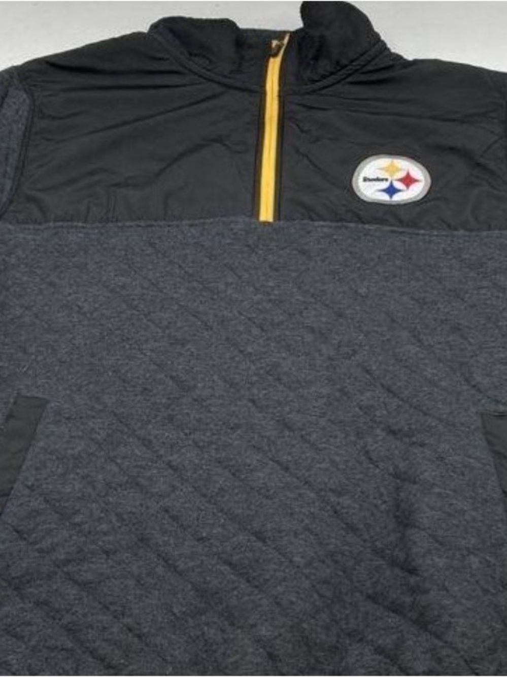 NFL Black and Gray Quilted Pullover with Yellow Zip